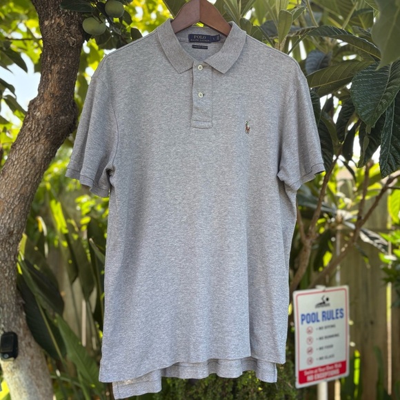 Polo by Ralph Lauren Gray Pima Soft Touch Classic Polo Shirt Size Large - Picture 3 of 8